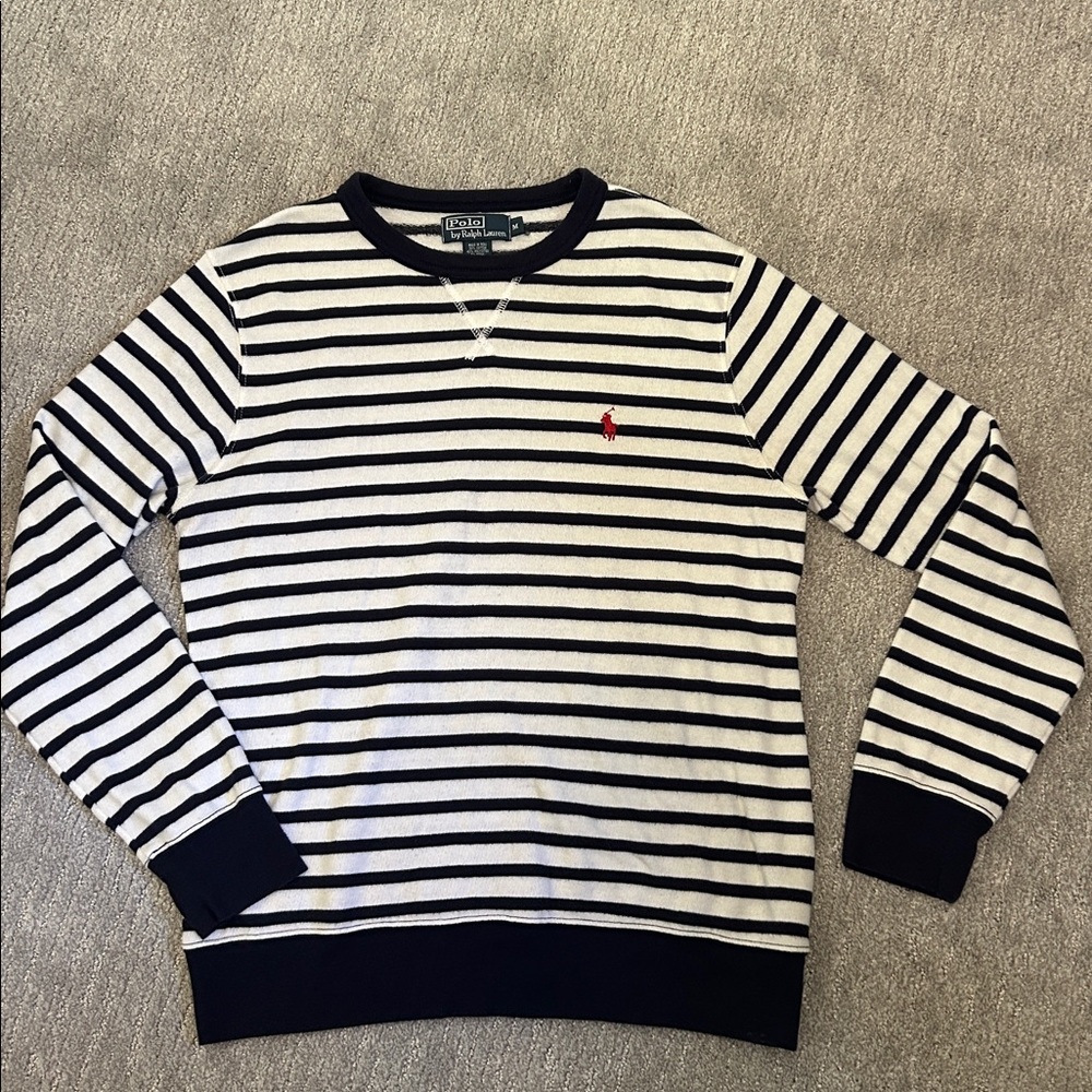 Polo Ralph Lauren Navy and White Striped Pullover Size Medium